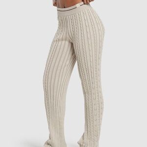 Gymshark rest day Beige Cable Knit Trousers